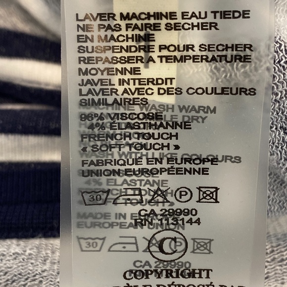 MAJESTIC PARIS FOR NEIMAN MARCUS MARINE MILK STRIPED DRESS SIZE 1 / XS - Picture 14 of 16